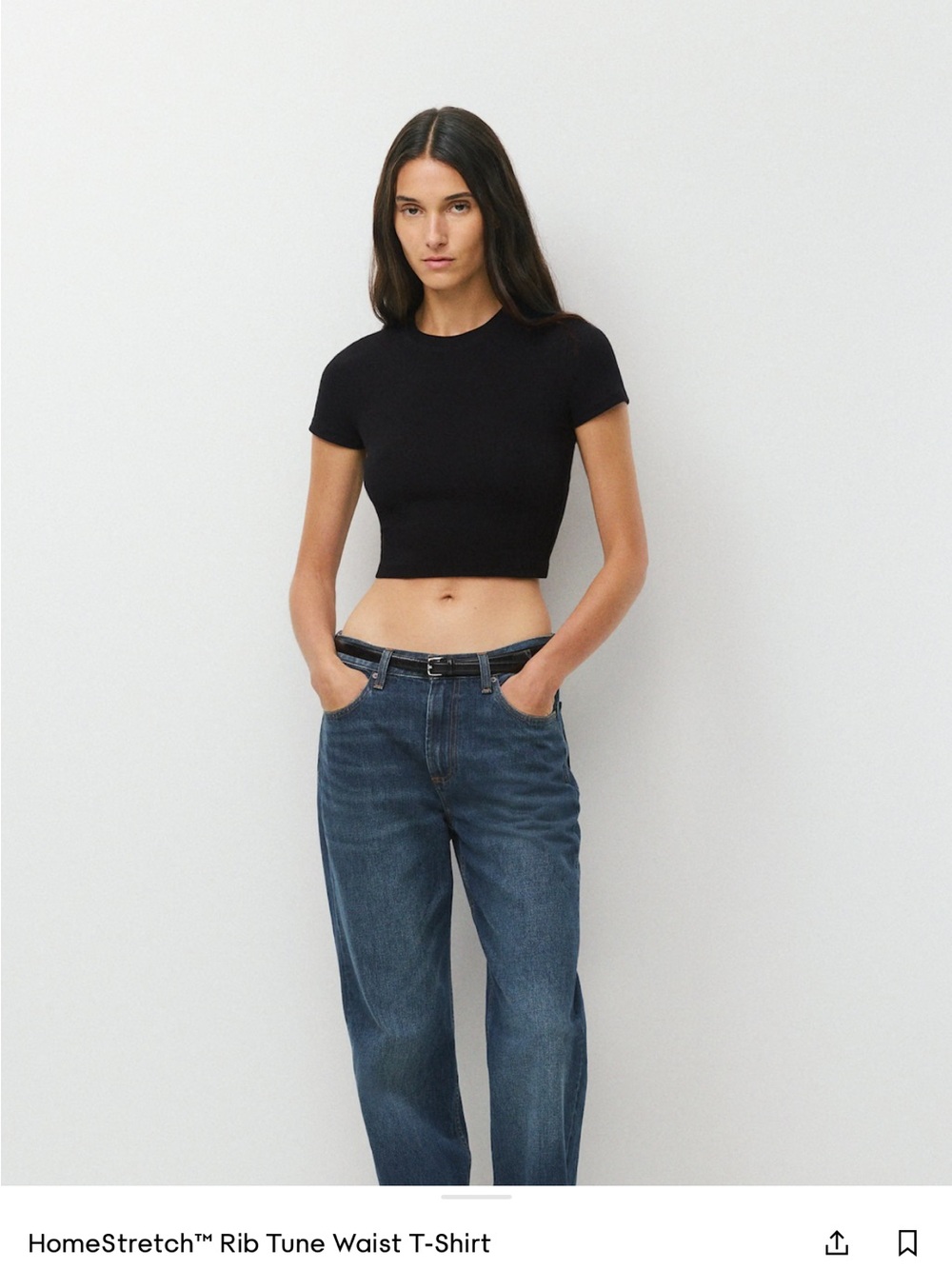 TNA ribbed black cropped tee